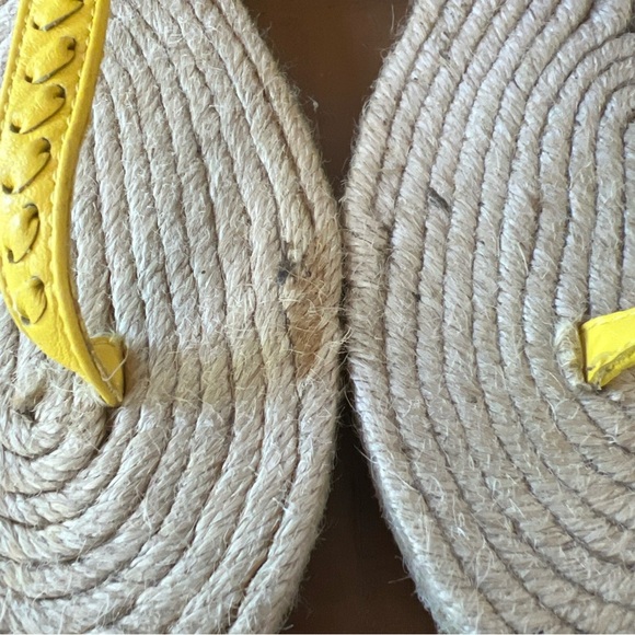JACK ROGERS Evie Espadrille Sandal Thong Ankle Strap Leather Jute Yellow 7 - Picture 3 of 10